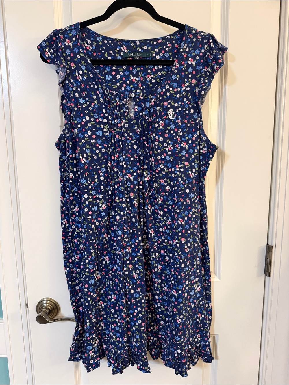 Lauren Ralph Lauren Navy Floral Ruffle-Hem Sundress